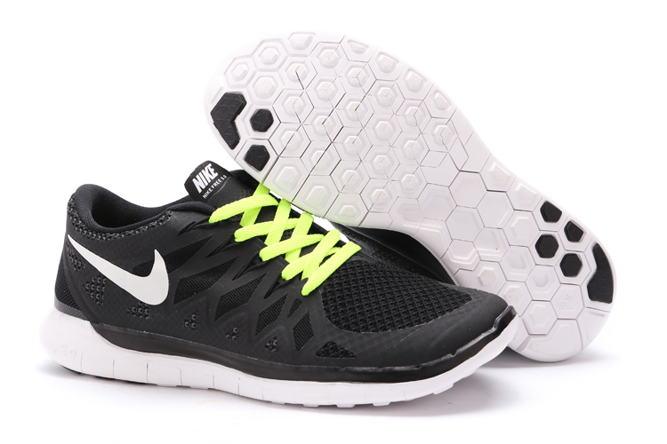 Nouveau Nike Free 5.0 Femmes Noir De Blanc Vert